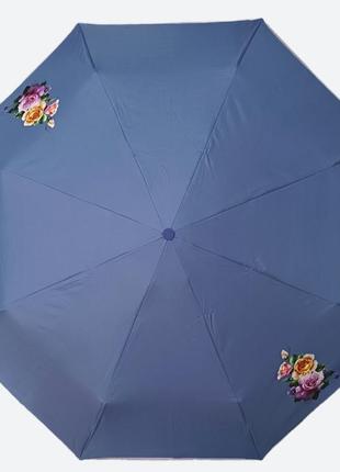 Женский зонт механический фиолетовый с розой artrain  арт.3512-32