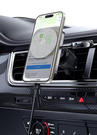 Тримач для мобiльного з бзп acefast d18 in-car 2-in-1 magnetic wireless charging holder black5 фото