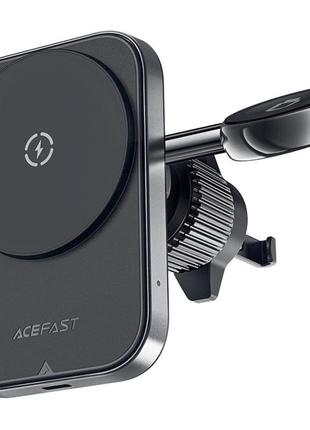 Тримач для мобiльного з бзп acefast d18 in-car 2-in-1 magnetic wireless charging holder black3 фото