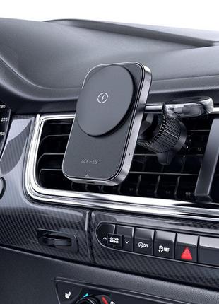 Тримач для мобiльного з бзп acefast d18 in-car 2-in-1 magnetic wireless charging holder black4 фото