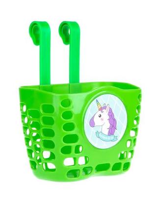 Кошик дитячий пластиковий на кермо onride pony mini зелений для велосипедів 12-14"