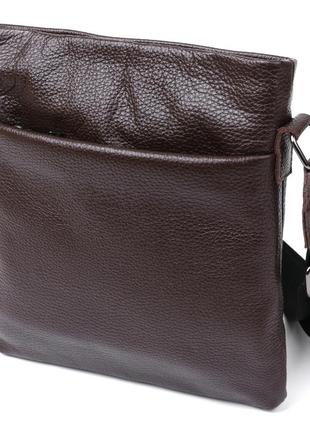Шкіряна сучасна чоловіча сумка через плече shvigel 11601 коричневий