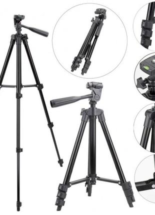 Штатив для телефону та фотоапарата tripod 3120 pro портативний трипод 0,35-1.02м висота. колір: чорний