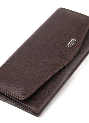 Жіночий гаманець зі зручним функціоналом шкіряний canpellini 21723 коричневий