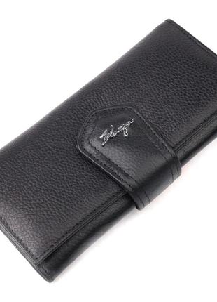 Стильний жіночий складаний гаманець із натуральної шкіри karya 21149 чорний
