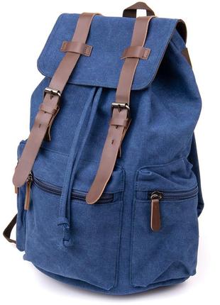 Рюкзак туристический текстильный унисекс vintage 20609 синий1 фото