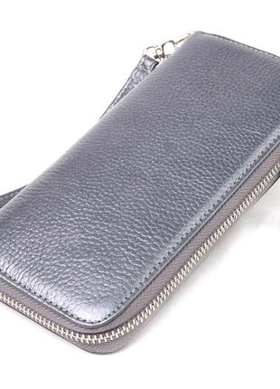 Чудовий гаманець із відливом для жінок із натуральної шкіри флотар canpellini 21622 сірий
