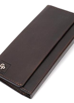 Вертикальный кошелек с отделением для телефона из натуральной кожи grande pelle 11645 коричневый
