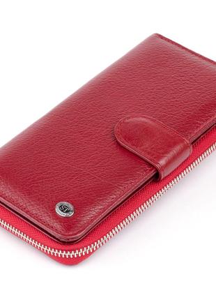 Вертикальный вместительный кошелек из кожи женский st leather 19307 бордовый