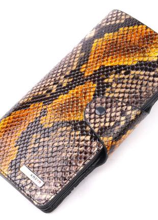 Необычное женское портмоне из натуральной фактурной кожи под змею karya 21004 разноцветный