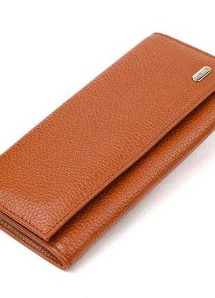 Надійний жіночий гаманець із натуральної зернистої шкіри canpellini 21712 коричневий