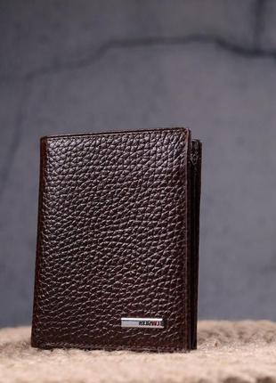Мужской кошелек без застежки из натуральной зернистой кожи karya 21365 коричневый7 фото