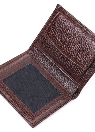Мужской кошелек без застежки из натуральной зернистой кожи karya 21365 коричневый4 фото