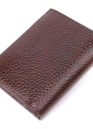 Мужской кошелек без застежки из натуральной зернистой кожи karya 21365 коричневый2 фото