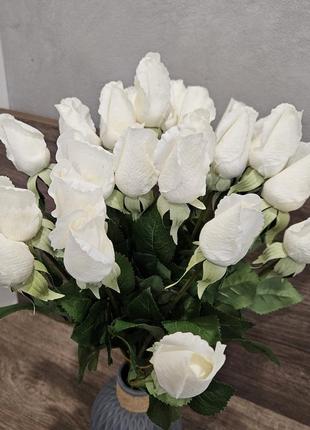 Роза искусственная реалистичная белая 1 шт