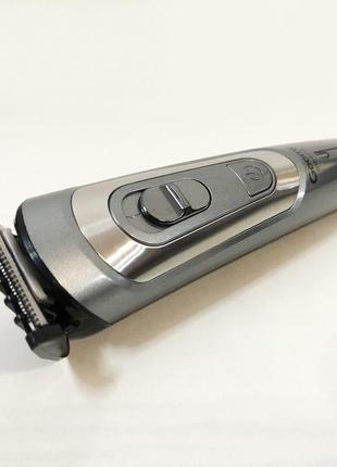 Беспроводная машинка для стрижки волос gemei gm-6112 аккумуляторная, окантовочная машинка. цвет: серый4 фото