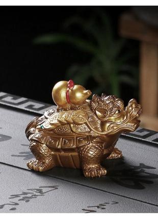 Фигурка для чайной церемонии, чайная игрушка, золотая,драконовая черепаха, материал полимер