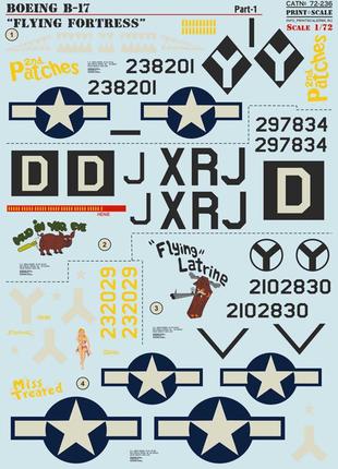 Print scale 72-236 boeing b-17 flying fortress частина 1 декаль для моделей, у масштабі 1:72