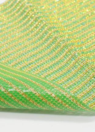 Стразовое полотно "золотая зелень" на силиконовой основе 24х40см