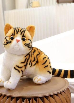 Мягкая игрушка реалистичный кот 22см рыжий
