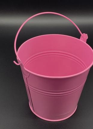 Ведерки для декора металлические разноцветные цвет розовый. 11х11см