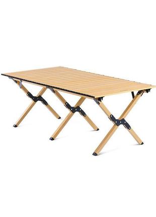 Компактний розкладний стіл naturehike, розмір s, алюмінієвий, бежевий колір.