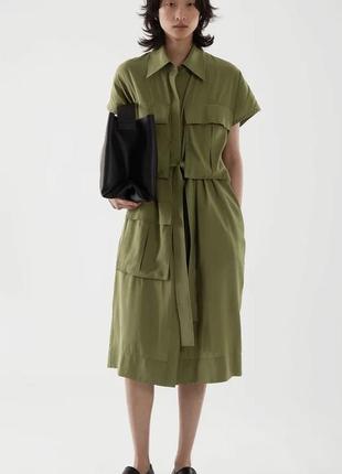 Нова.сукня сорочка cos belted utility dress khaku green оригінал. зі свіжих колекцій  size eur 44