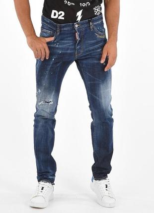 Шикарные джинсы dsquared2 distressed slim fit jeans blue2 фото