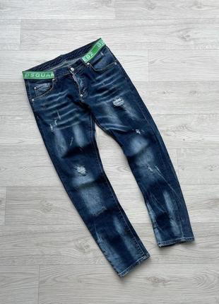 Шикарные джинсы dsquared2 distressed slim fit jeans blue1 фото