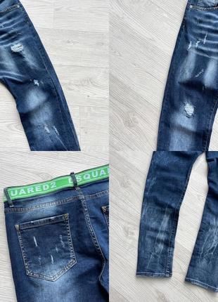 Шикарные джинсы dsquared2 distressed slim fit jeans blue7 фото