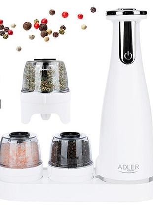 Adler ad 4449w набор из 3 мельниц для специй, соли и перца - usb