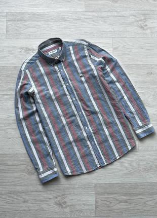 Шикарная рубашка lacoste stripe slim fit shirt multicolor