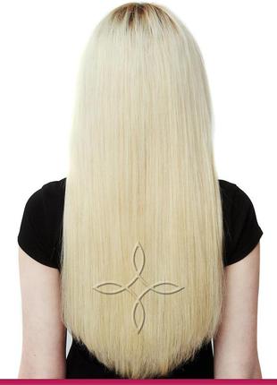 Натуральные славянские волосы на трессе 45-50 см 100 грамм, блонд №60