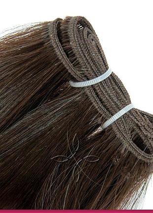 Натуральные славянские волосы на трессе 45-50 см 100 грамм, шоколад №03