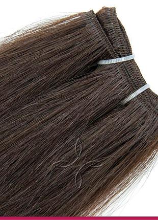 Натуральные славянские волосы на трессе 45-50 см 100 грамм, шоколад №03