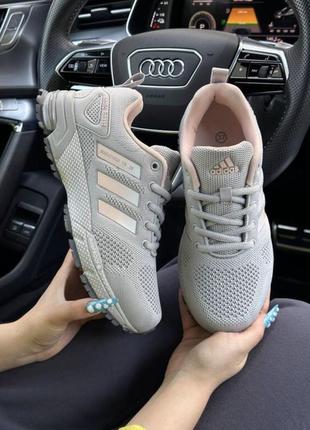 Кроссовки женские adidas marathon tr 26 grey pink женские спортивные кроссовки адидас маратон светло-серые с розовым 🔥3 фото