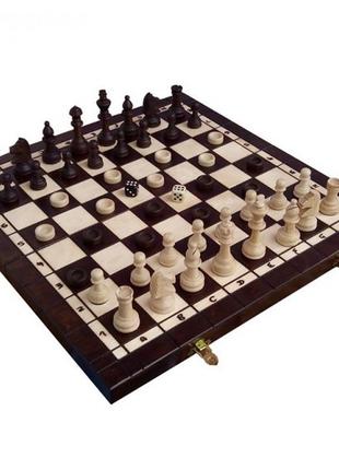 Шахи madon набір №4: шахи, шашки, нарди коричневий, бежевий уні 41х41см артmd141