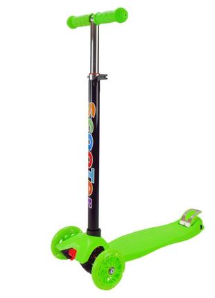 Самокат детский 3-х колесный scooter maxi sc2401(green светящиеся колеса лучшая цена на pokuponline