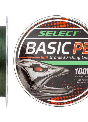 Шнур select basic pe 100m (темн-зел.) 0.24mm 40lb/18.2kg