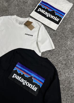 Крутая мужская футболка patagonia с большим принтом на груди logo принт футболка патагония качестов топчик