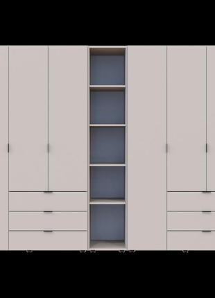 Распашной шкаф для одежды doros гелар с этажеркой кашемир 3+3 дсп 270.6х49.5х203.4 (80737652)
