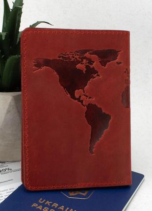 Подарочный набор №35: обложка на паспорт "герб" + обложка на загранпаспорт "карта" (красный)7 фото