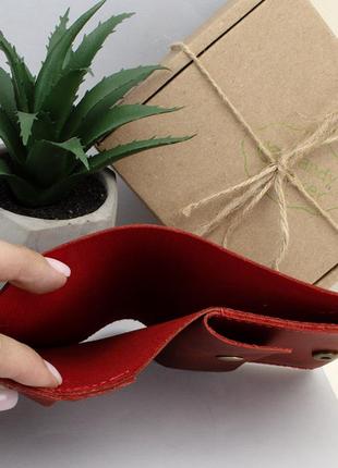 Подарунковий набір жіночий handycover №44 (червоний) гаманець, 2 обкладинки, ключниця в коробці5 фото