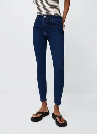 Синие джинсы скинни с высокой посадкой mango зауженные джинсы high rise skinny jeans2 фото