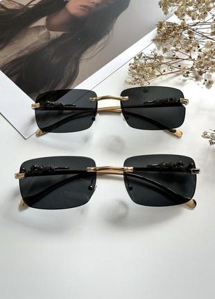 Прямокутні сонцезахисні окуляри jaguar (чорні із золотим)