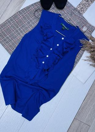 Синяя хлопковая блуза ralph lauren l блуза трикотажная прямая блуза