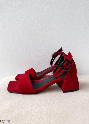 (отшил) босоножки красные из натуральной замши, каблук: 5 см, доступные под заказ7 фото
