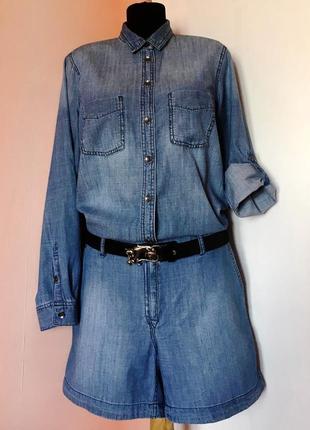 Джинсовый комбинезон "armani jeans" с длинными рукавами-облегченный коттон5 фото