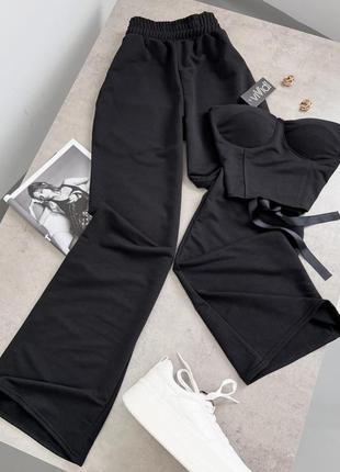 Костюм топ из имитации корсета + штаны палаццо из плотной и качественной ткани – это must have and must need твоего гардероба.