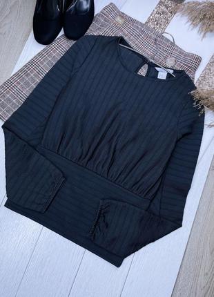 Чорна рельєфна блуза h&m xs блуза з широкими рукавами